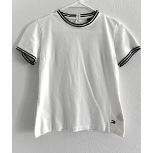 Tommy Hilfiger Top Womens Small White High Neck Y2K Preppy Old Money‎ Vintage